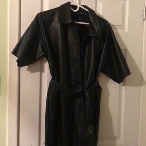 Zara faux leather button down dress